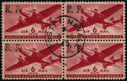 Oblit. 6c Rouge (USA PA 26 ) Càd Central POSTE NAVALE 6/4/45 Surcharge RF Non Répertorié, A,ge NO - TB - Poste Aérienne Militaire