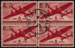 Oblit. 6c Rouge (USA PA 26 ) Càd Central POSTE NAVALE 6/4/45 Surcharge RF Non Répertorié, A,ge NO - TB - Militärische Luftpost