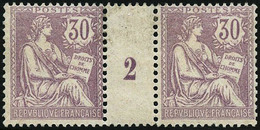 ** N°128 30c Violet, Paire Mill 2 - TB - Millésime