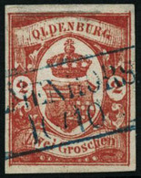 Oblit. N°13 2g Rouge, Pelurage Au Verso - B - Oldenburg
