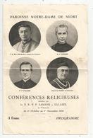 Programme, Paroisse Notre Dame De NIORT , Conférences Religieuses ,1938,3 Scans , 4 Pages ,  Frais Fr 1.95 E - Programmes