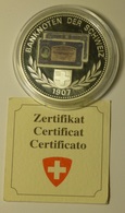 Suisse Switzerland "Banknoten Der Schweiz 1907 " SILVER Plated " 20 Francs " Commemorative BU / UNC Certificate - Schweiz