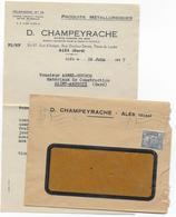 1947 - PERFIN - GANDON PERFORE D.C CHAMPEYRACHE (RARE) Sur ENVELOPPE COMMERCIALE De ALES (GARD) - Andere & Zonder Classificatie