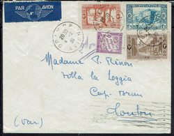 Algérie -Affranchissement Quadricolore à 2,90 F Insuffisant, Taxe à L'arrivée 2 F. Enveloppe D'Oran Pour Toulon 4-2-1939 - Cartas & Documentos