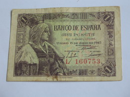 1 Pesetas - Una Pesta 1945 - Banca Espana.  **** EN ACHAT IMMEDIAT **** - 1-2 Pesetas