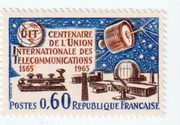Variétés - N°1451 - Centenaire De L'Union Des Télécommunications -  Satellite Bleu Nuit - Neuf Sans Charnière - ** - Roulettes