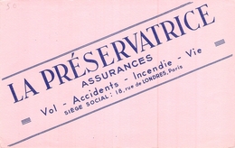 Ancien Buvard Collection ASSURANCE LA PERSEVERANCE ASSURANCES VOL ACCIDENTS INCENDIE 18 RUE DE LONDRES PARIS - Banque & Assurance