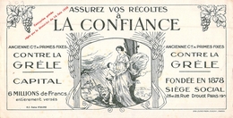 Ancien Buvard Collection LA CONFIANCE  ASSUREZ VOS RECOLTES CONTRE LA GRELE 26.28. RUE DROUOT PARIS - Banque & Assurance