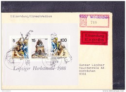 DDR: R-Eil-Fern-Brief  9367 WALDKIRCHEN Mit Aushilfs-R-Zettel (710) Zur Leipziger Herbstmesse 1988  Knr: Block 95 - Labels For Registered Mail