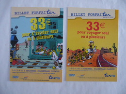 LUCKY LUKE : PUB Billet ForfaiTER Pays De LOIRE (2003) - LOT N°1 De 2 CPM - Postcards