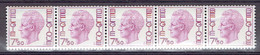 183 P - Bande De Cinq R74 Avec Numéro - MNH Impeccable - Coil Stamps