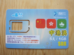GSM Stored Value SIM Card, Only Frame, No Chip - Hong Kong