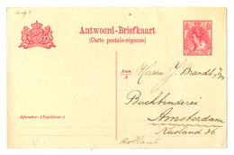 Netherlands Postal Stationery Postcard Only Reply Part Not Posted B200220 - Material Postal