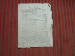 JOURNAL DE PARIS VENDREDI 16 SEPTEMBRE 1791 N° 259 SUPPLEMENT - Journaux Anciens - Avant 1800
