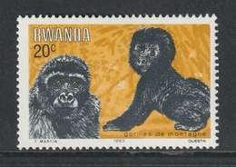 RWANDA 1983 Mountain Gorillas: Single Stamp UM/MNH - Gorilla's