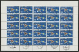 Delcampe - DJIBOUTI POSTE AERIENNE N° 146 FEUILLE COMPLETE DE 25 EXEMPLAIRES COTE 45 EUROS DU 250 Fr ASTRONAUTIQUE - Afrique