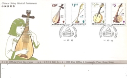 HongKong - Instruments De Musique ( FDC De 1993 à Voir) - Cartas & Documentos