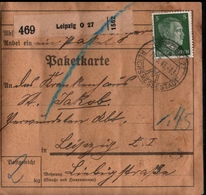 ! 1943 Paketkarte Deutsches Reich,  Leipzig, Zusammendrucke - Cartas