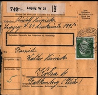 ! 1943  Paketkarte Deutsches Reich,  Leipzig Nach Kölsa Bei Falkenberg, Zusammendrucke Hindenburg - Briefe U. Dokumente