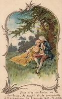 Superbe Litho De E. Doecker.  Le Couple, Romantisme. Carte Précurseur Des Année 1880 - Döcker, E.