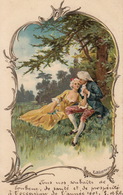 Superbe Litho De E. Doecker.  Le Couple, Romantisme. Carte Précurseur Des Année 1880 - Doecker, E.