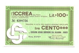 1977 - Italia - ICCREA - Associazione Artigiani Comprensorio Della Vallagarina - Rovereto ---- - [10] Chèques