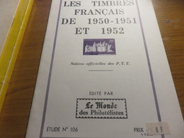 Les Timbres Français De 1950-1951 Et 1952 - Sonstige & Ohne Zuordnung