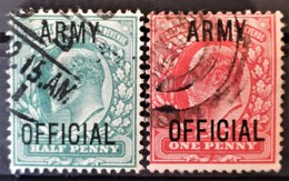 GREAT BRITAIN 1902 - Canceled - Sc# O59, O60 - Army Official 0.5d 1d - Dienstmarken