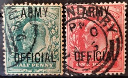 GREAT BRITAIN 1902 - Canceled - Sc# O59, O60 - Army Official 0.5d 1d - Dienstzegels