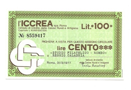 1977 - Italia - ICCREA - "Studio Filatelico - Romeo" Reggio Calabria ---- - [10] Checks And Mini-checks