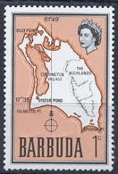 Barbuda - Caraïbes 1968-70 Y&T N°13 - Michel N°13 *** - 1c Carte De L'île - Barbuda (...-1981)