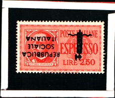 91049) ITALIA-2.50LIRE Effigie Di V. Emanuele III CON Soprastampa CAPOVOLTA ESPRESSI - 24 Gennaio 1944 -MNH** - Other & Unclassified