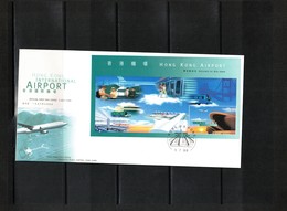 Hong Kong 1998 Hong Kong International Airport Block FDC - Brieven En Documenten