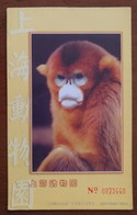 Rare Snub-nosed Monkey,China 2004 Shanghai Zoo Admission Ticket Advertising Postal Stationery Card - Monkeys