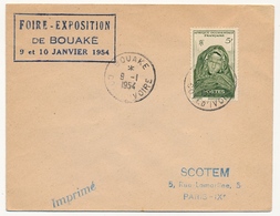 Côte D'Ivoire => Enveloppe SCOTEM - Cachet "Foire Exposition De BOUAKE - 9 Et 10 Janvier 1954" Timbre 5f AOF - Cartas & Documentos