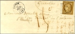 PC 3671 / N° 1 Bistre Brun Belles Marges Càd T 15 VOIRON (37) Sur Lettre Insuffisamment Affranchie Pour Grenoble Taxée 1 - 1849-1850 Ceres