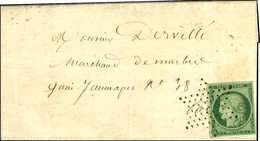 Etoile / N° 2 Vert Foncé Belles Marges Sur Lettre Avec Texte De Paris Pour Paris. Au Verso, Càd D'arrivée. 1852. - SUP.  - 1849-1850 Cérès