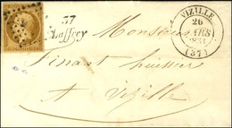 PC 1611 / N° 9 Bistre Brun Belles Marges Càd T 14 VIZILLE (37) Cursive 37 / Laffrey Sur Lettre Locale. 1851. - SUP. - R. - 1852 Louis-Napoléon