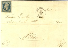 PC 3721 / N° 10 Bleu Laiteux Sur Jaune Belles Marges Càd CONSTANTINE / ALGERIE Sur Lettre Pour Bône. 1853. - TB / SUP. - 1852 Luigi-Napoleone