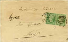 Càd T 15 NANCY (52) / N° 12 (2 Ex. De Nuances Marquées) Sur Lettre Locale. 1862. - SUP. - 1853-1860 Napoleon III