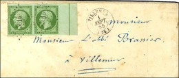 PC 3615 / N° 12 Vert Paire Grand Bdf Avec Filet D'encadrement Càd T 15 VILLEMUR (30) Sur Lettre Locale. 1855. - TB / SUP - 1853-1860 Napoléon III.