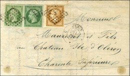 Losange C / N° 12 (2 Ex. Vert Et Vert Foncé) + N° 13 (les 3 Ex. Belles Marges) Càd C PARIS C Sur Lettre Pour L'île D'Olé - 1853-1860 Napoléon III.
