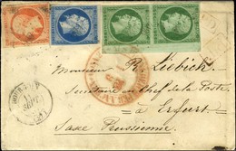 PC 486 / N° 12 Vert Foncé Sur Vert Paire Bdf (1 Ex Filet Effleuré) + 14 (leg Def) + 16 Càd T 15 BOURGOIN (37) Sur Lettre - 1853-1860 Napoléon III.
