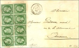 PC 3528 / N° 12 (4 Paires, Tous Bien Margés) Càd T 15 VERMENTON (83) Sur Devant De Lettre Avec Rabat 2 Ports Pour Auxerr - 1853-1860 Napoléon III.