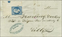 PC 3388 / N° 14 Coin De Feuille Intégral Avec Rond De Repère Càd T 15 TOURCOING (57) Sur Lettre Pour Lille. 1858. - SUP. - 1853-1860 Napoléon III.