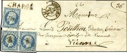 PC 486 / N° 14 Paire + 1 Ex Bleu Laiteux Càd T 15 BOURGOIN (37) Sur Lettre Chargée Pour Vienne. 1854. - TB / SUP. - 1853-1860 Napoléon III.