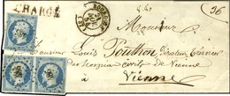 PC 486 / N° 14 Paire + 1 Ex Bleu Laiteux Càd T 15 BOURGOIN (37) Sur Lettre Chargée Pour Vienne. 1854. - TB / SUP. - 1853-1860 Napoleon III