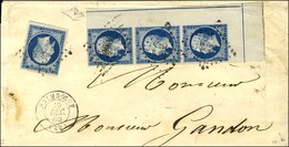 PC 2365 / N° 14 1 Ex + Bande De 3 Verticale Grand Coin De Feuille Et Double Filet D'encadrement Càd T 15 PAIMBOEUF (42)  - 1853-1860 Napoléon III.