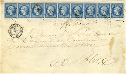 PC 2358 / N° 14 Bande De 9 Belles Marges Càd OUZOUER-LE-MARCHE 40 Sur Lettre Pour Blois. Exceptionnelle Combinaison. - T - 1853-1860 Napoléon III.
