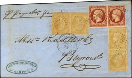 PC 3766 / N° 13 Nuance Citron, 2 Paires (2 Ex Pli) + N° 17 Paire (infime Pli) Càd T 22 ALEXANDRETTE / SYRIE Sur Lettre 4 - 1853-1860 Napoleon III